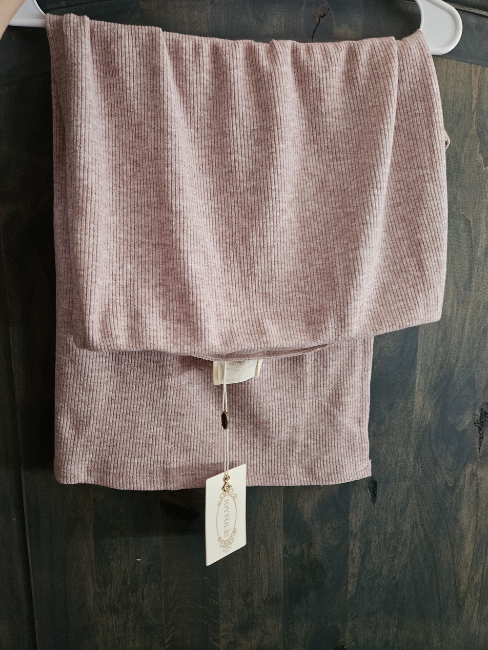Joyfolie Ribbed Crop Top and Midi Skirt Set in Light Mauve - Picture 3 of 3